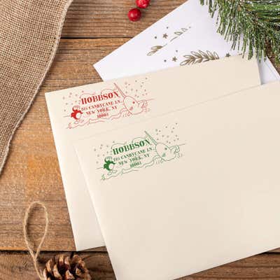 Cartoon Penguin Holiday Address Stamp - alternate view