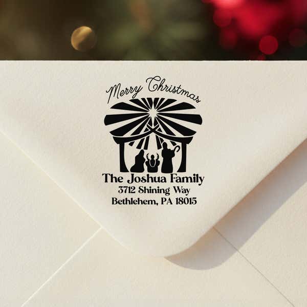 Nativity Scene 1.5" Address Stamp