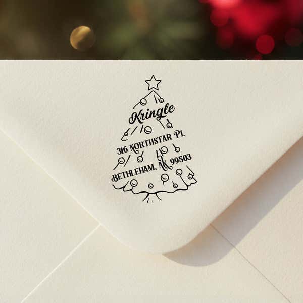 Cartoon Christmas Tree 1.5" Address Stamp