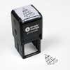 Top angle view of self-inking holiday stamp with ‘Cartoon Christmas Tree’ address design.