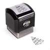 Pre-inked stamp shown from above featuring custom ‘Cartoon Christmas Tree’  holiday return address design.