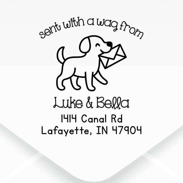 Happy Dog Custom Return Address Stamp