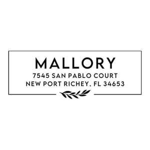 Mallory Modern Address Stamp with Leaf 