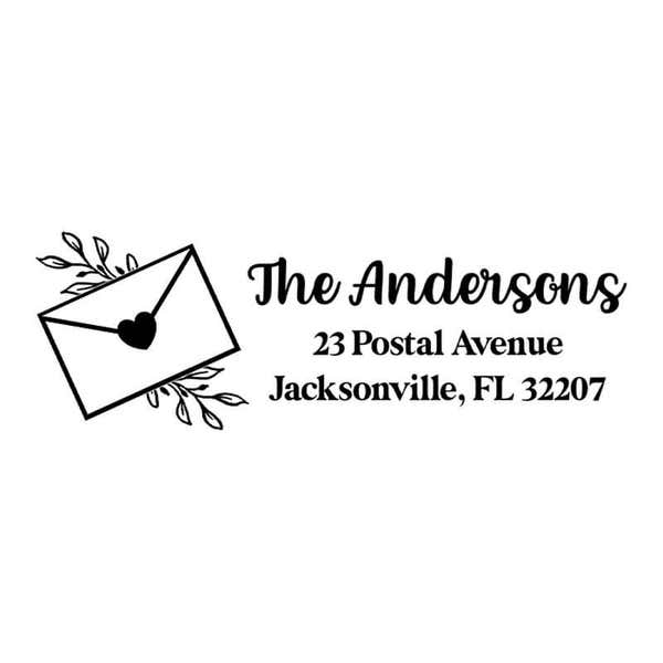 Heart Envelope Address Stamp