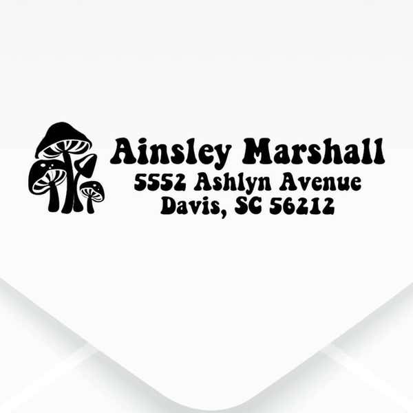 Whimsical Mushroom Address Stamp