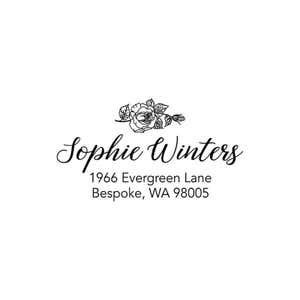 Floral Script Return Address Stamp