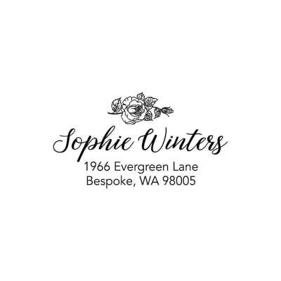 Floral Script Return Address Stamp - alternate view