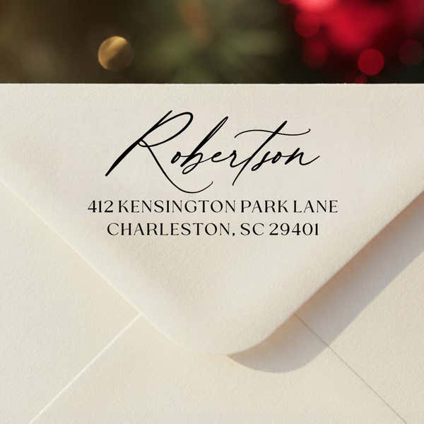 Flowing Script Address Stamp