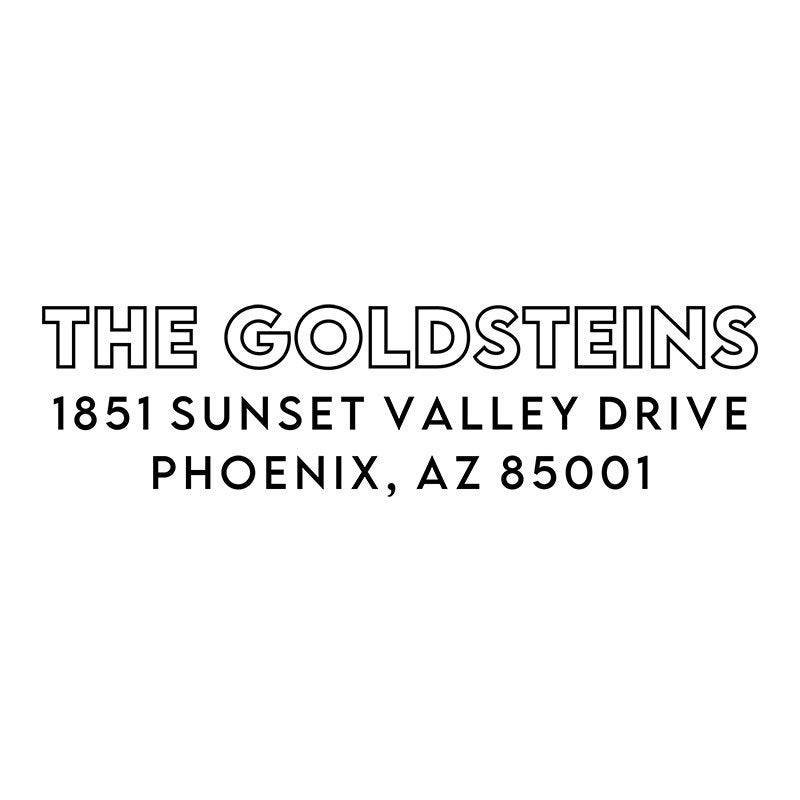 Modern Outline Last Name Address Stamp