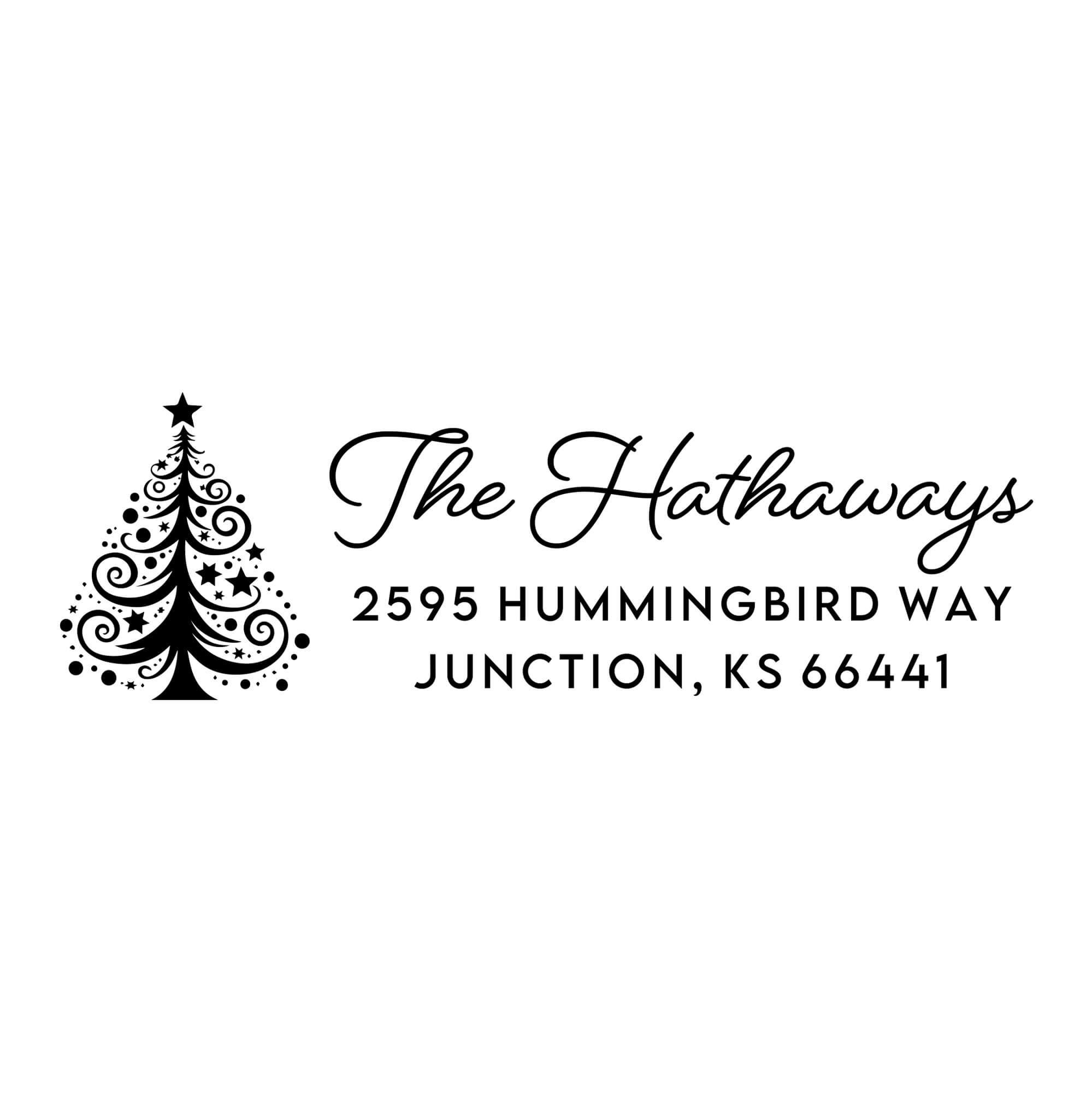 Christmas Tree Address Stamp Impression 