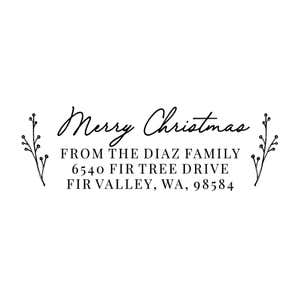 Merry Christmas Sprig Address Stamp