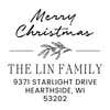 Holiday address stamp design featuring ‘Magnolia Merry Christmas’ with personalized family name and address.