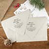 Ink impressions of ‘Magnolia Merry Christmas’ return address stamp on Christmas envelopes.