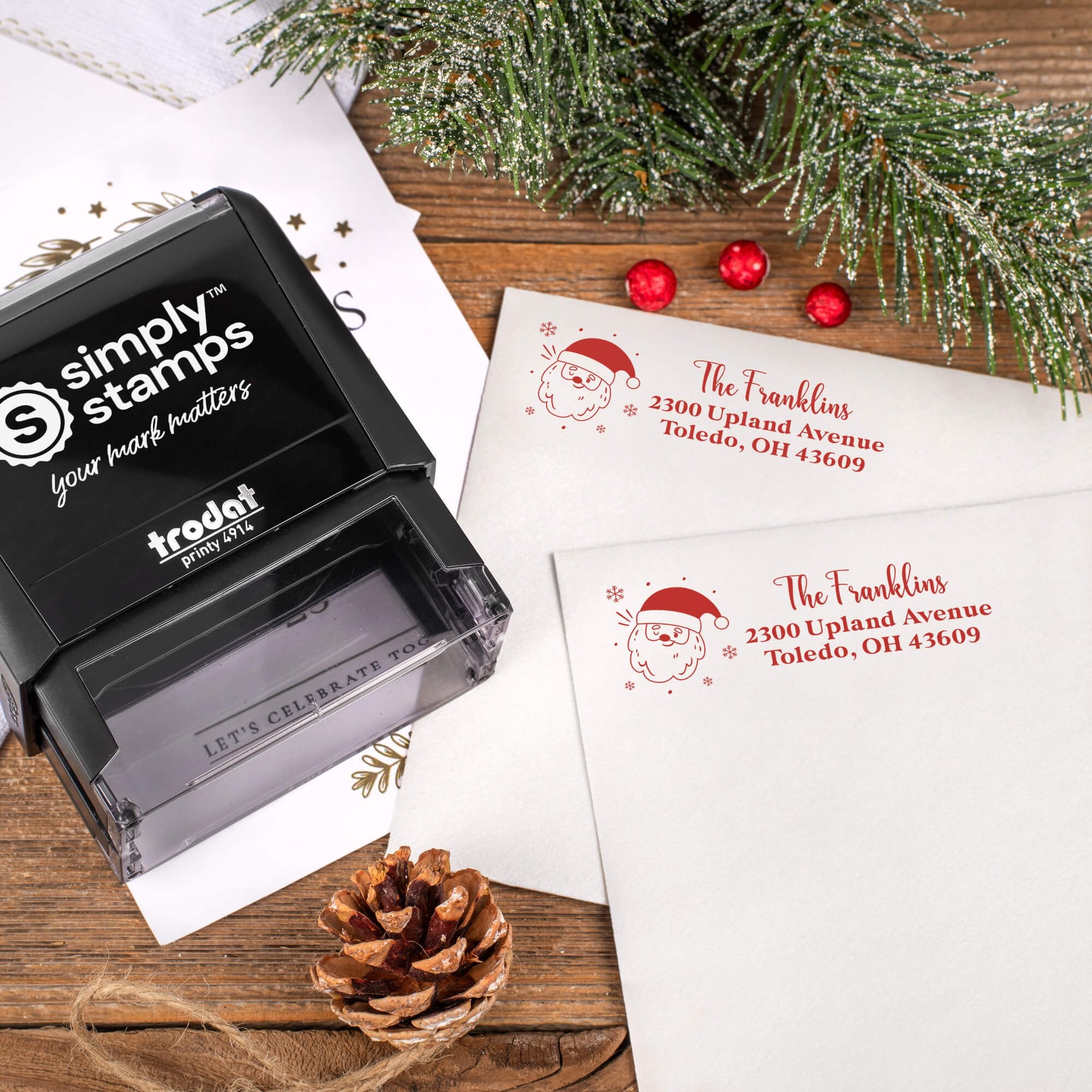 Santa Claus Return Address Stamp in red ink 