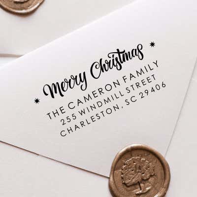 Script Christmas Return Address Stamp - alternate view