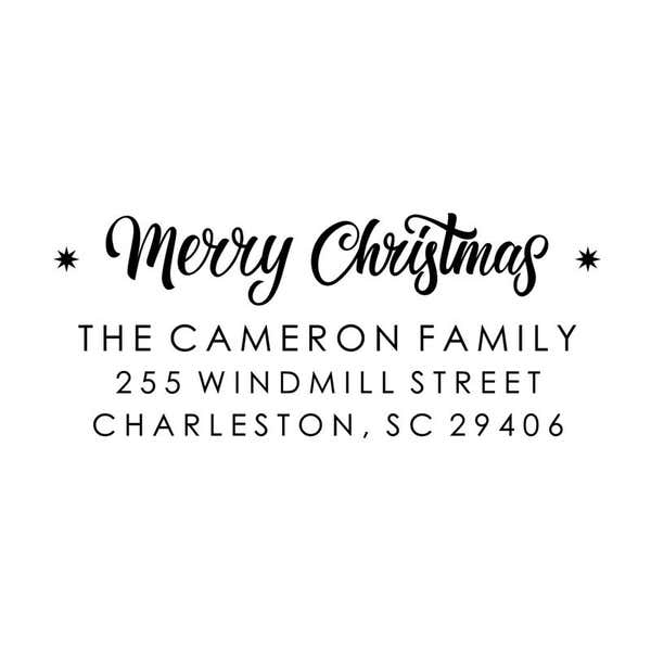 Script Christmas Return Address Stamp