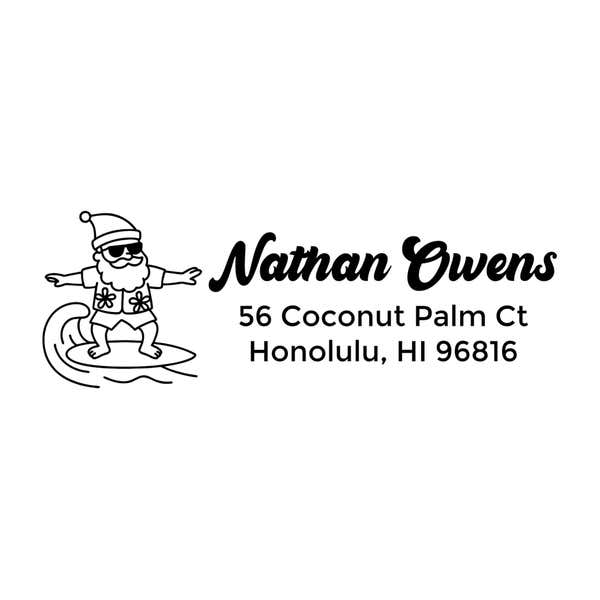Surfing Santa Address Stamp impression