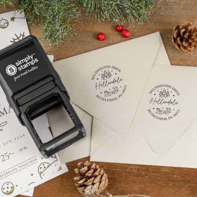 Santa Sleigh Round Address Stamp - alternate view