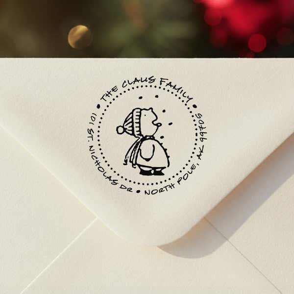 Cute Snowflake Catcher Holiday Address Stamp