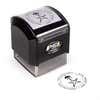 Pre-inked stamp shown from above featuring custom ‘Holiday Star’ holiday return address design.