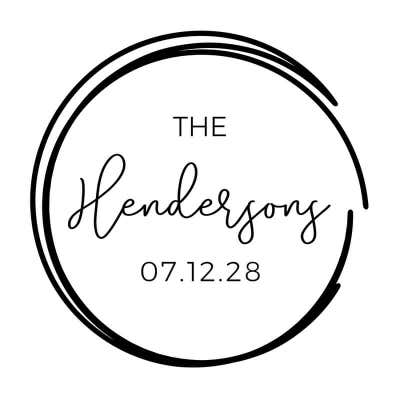 Circle Swipe Wedding Embosser – Custom Last Name & Date in Modern Frame - alternate view