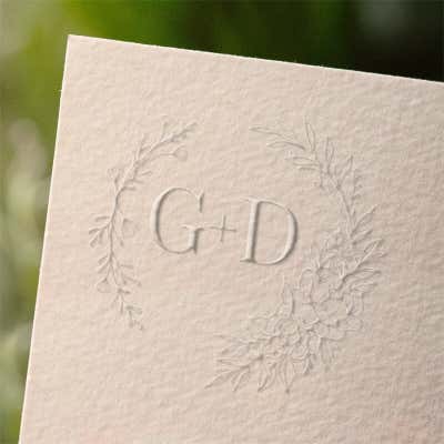 Floral Crescent Wedding Embosser impression example