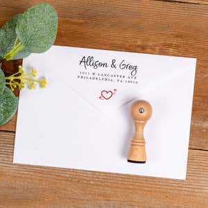 Outlined Heart Graphic Envelope Accent Craft Stamp on White Envelope