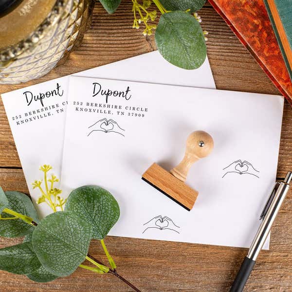 Heart Shaped Hands Envelope Accent Craft Stamp Stamped Multiple Times