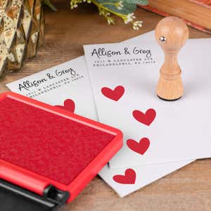 Simple Heart Envelope Accent Craft Stamp in Red Ink Stamped Multiple Times