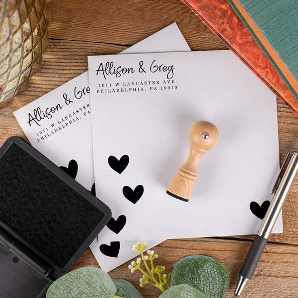 Simple Heart Envelope Accent Craft Stamp Stamped Multiple Times