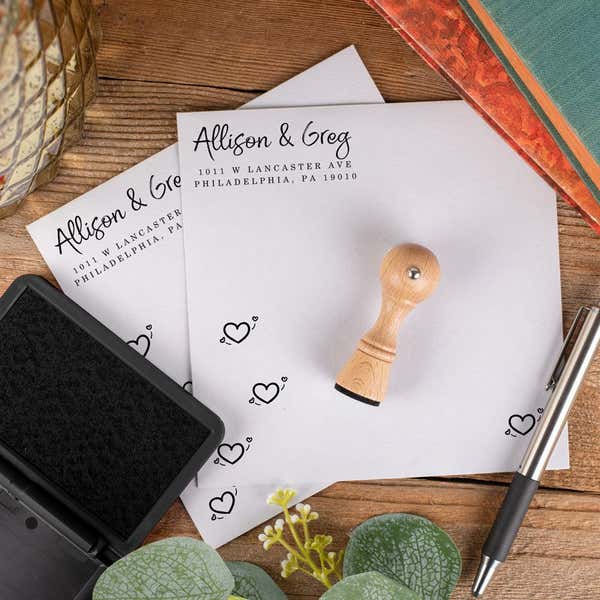 Outlined Heart Graphic Envelope Accent Craft Stamp Stamped Multiple Times