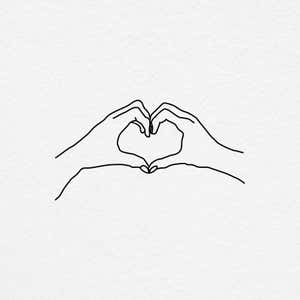 Heart Shaped Hands Envelope Accent Craft Stamp on Paper Texture