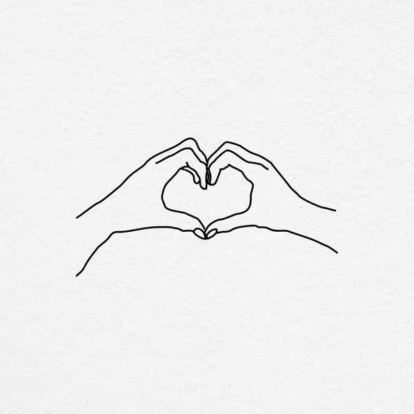 Heart Shaped Hands Envelope Accent Craft Stamp on Paper Texture