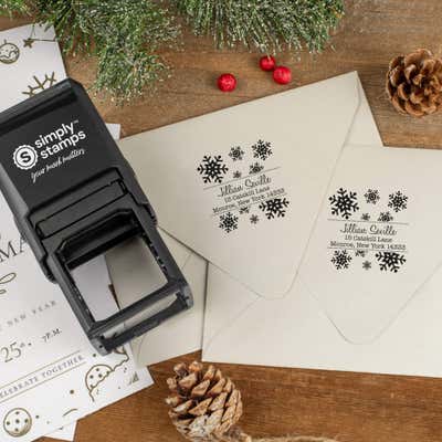 Seville Snowflakes Square Address Stamp - alternate view