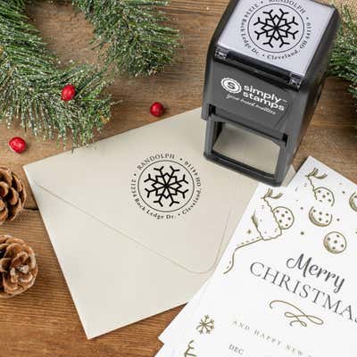 Eight Point Snowflake Return Address Stamp - alternate view