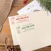 Green and red ink impressions of ‘Rudolph Reindeer’ return address stamp on Christmas envelopes.