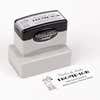 Pre-inked stamp shown from above featuring custom ‘Rudolph Reindeer’  holiday return address design.