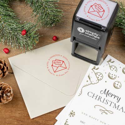 Happy Holidays Card Address Stamp - alternate view