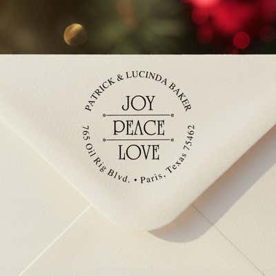Joy Peace Love Return Address Stamp