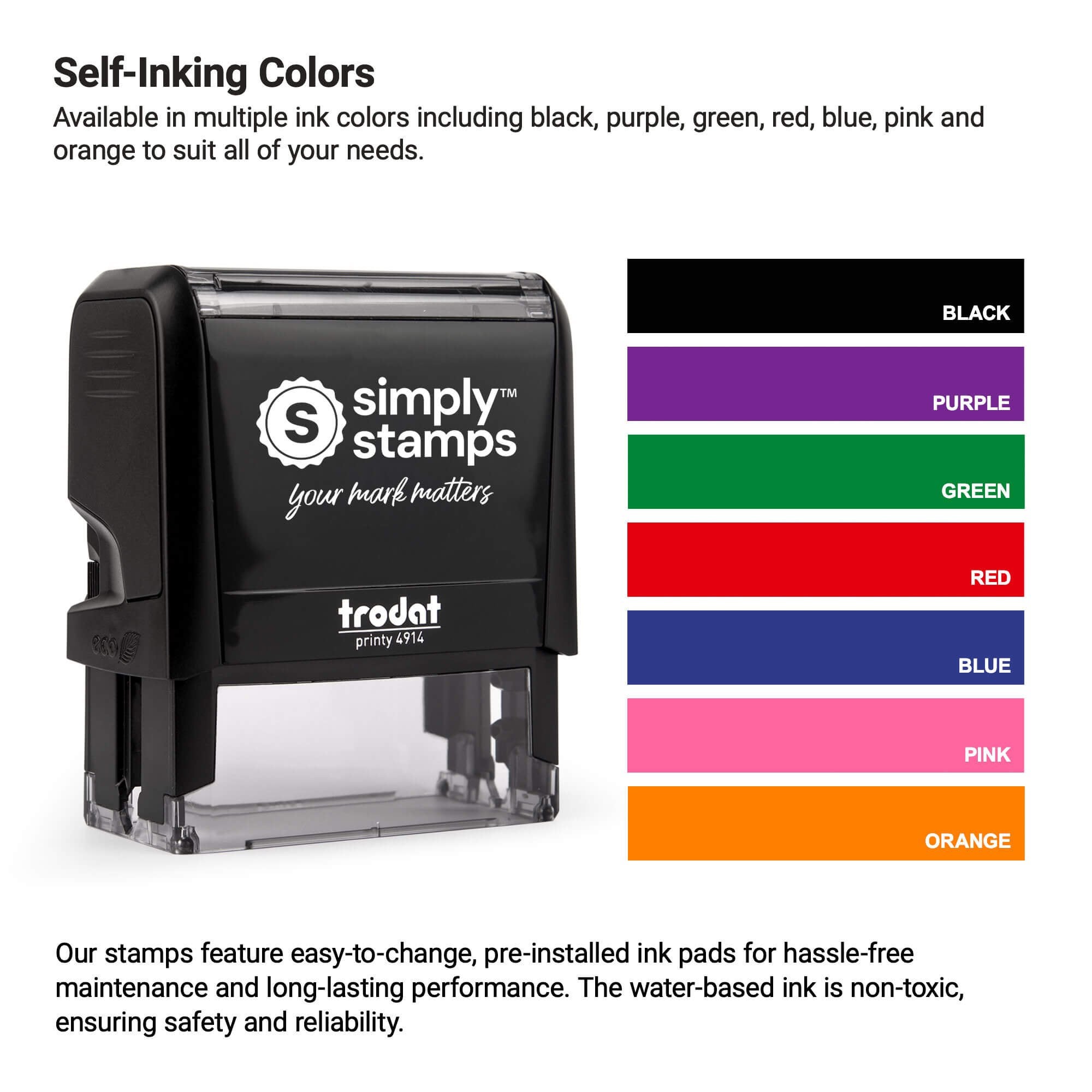 Self inking ink color option for business stamps