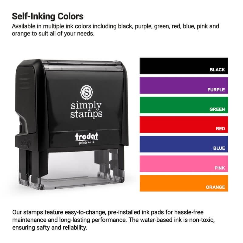 Ink colors for a self inking address stamp 