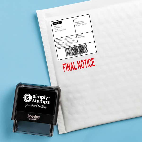 Final Notice office stamp on mail. 