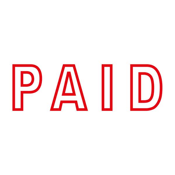 Red outline PAID imprint on a white background, sample design