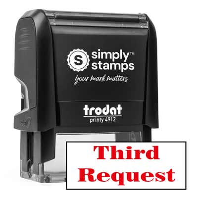 Simply Stamps Trodat Printy 4912 self inking stamp with red Third Request imprint