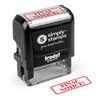 Angled product view of the self inking stamp with clean red FINAL NOTICE! imprint
