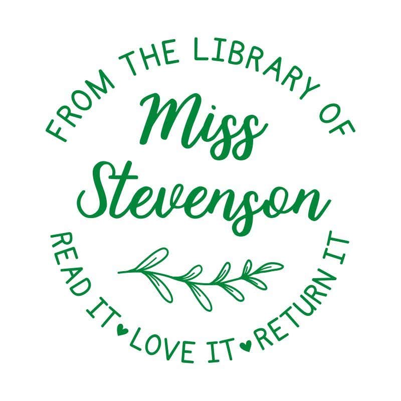 From the Library of Rounded Script Teacher Stamp