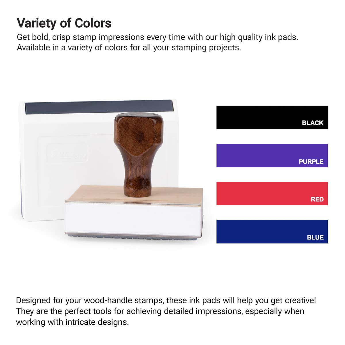 Ink pad color selection for custom wooden stamps and branding impressions
