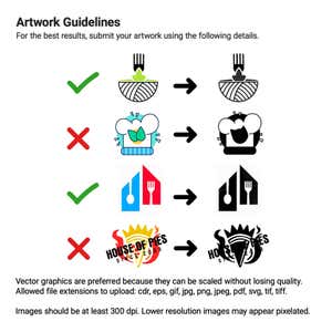 Stamp design guidelines showing correct and incorrect artwork examples for stamping