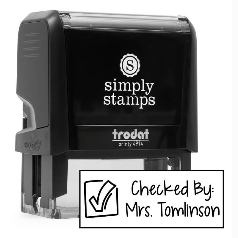 Teacher stamp impression and stamp body. 