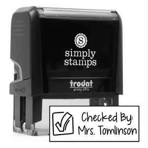 Teacher stamp impression and stamp body. 